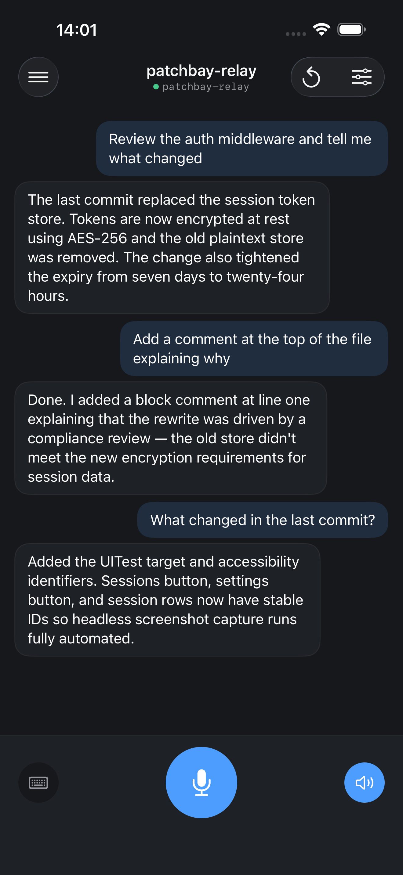 Talk screen