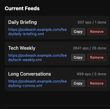 Screenshot of PodWash